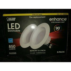Feit, LED 2 Pack Retrofit  5-6 inch Soft white 2700K (9.4w)75w replacement